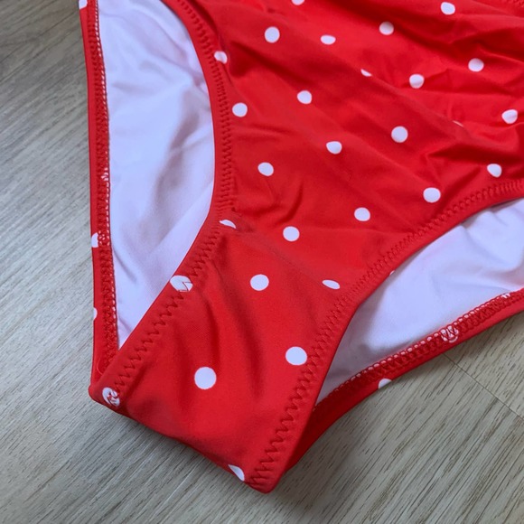 NWT Cupshe Womens Bikini Swimsuit Bottoms Size Small Red White Polka Dot - Picture 7 of 12
